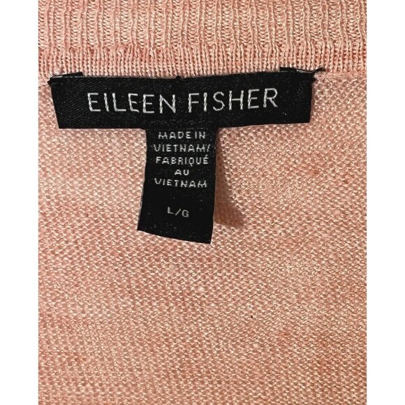 Eileen Fisher 100% Organic Linen Peach Melange V Neck Sweater Tunic Top - Picture 4 of 8